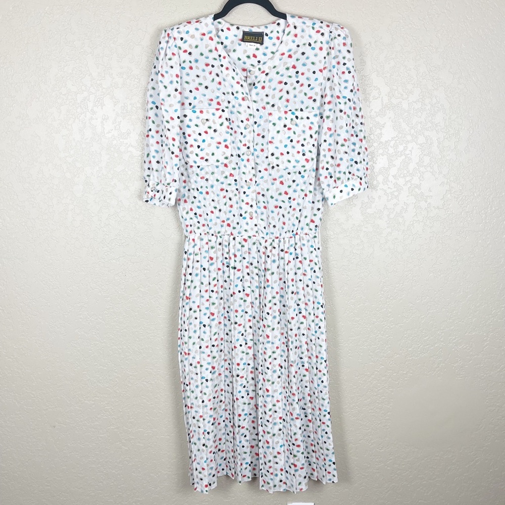 Vintage white spotted button front dress